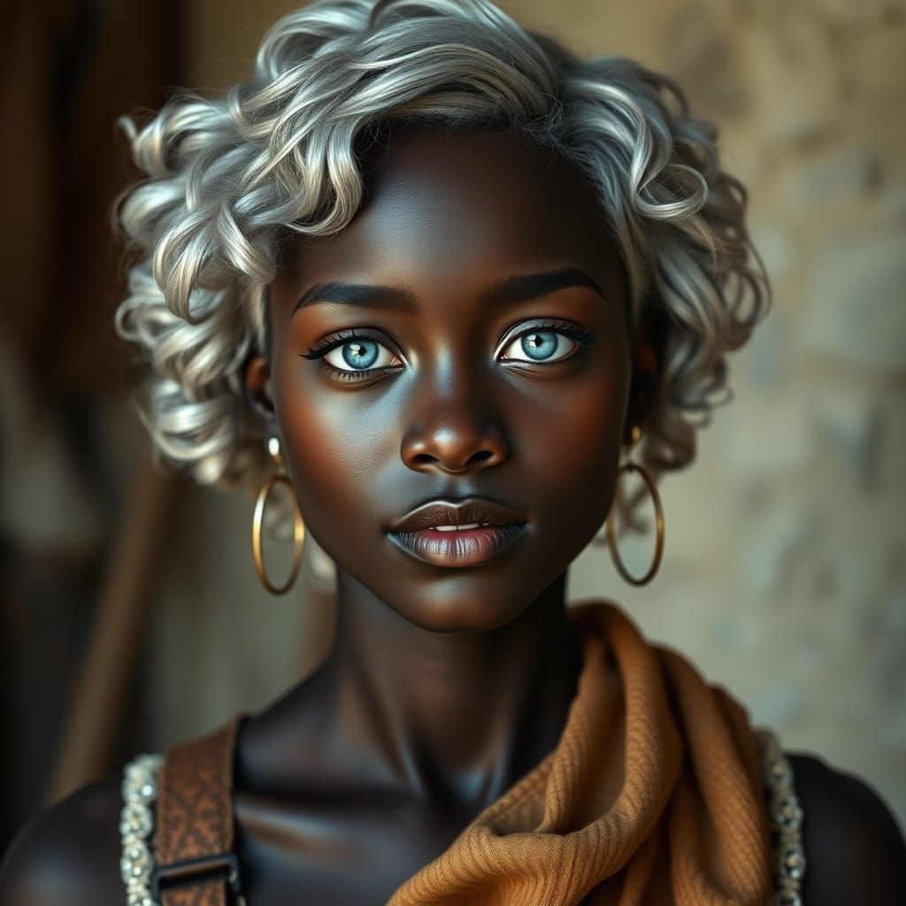 Portrait of a Young Female Miller with Silver Hair