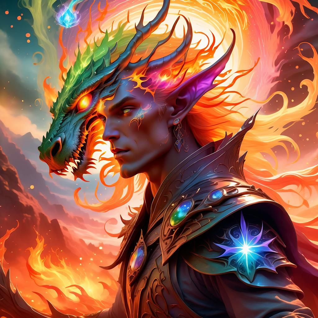 Dragon Prince with Fire Elemental Gemstone