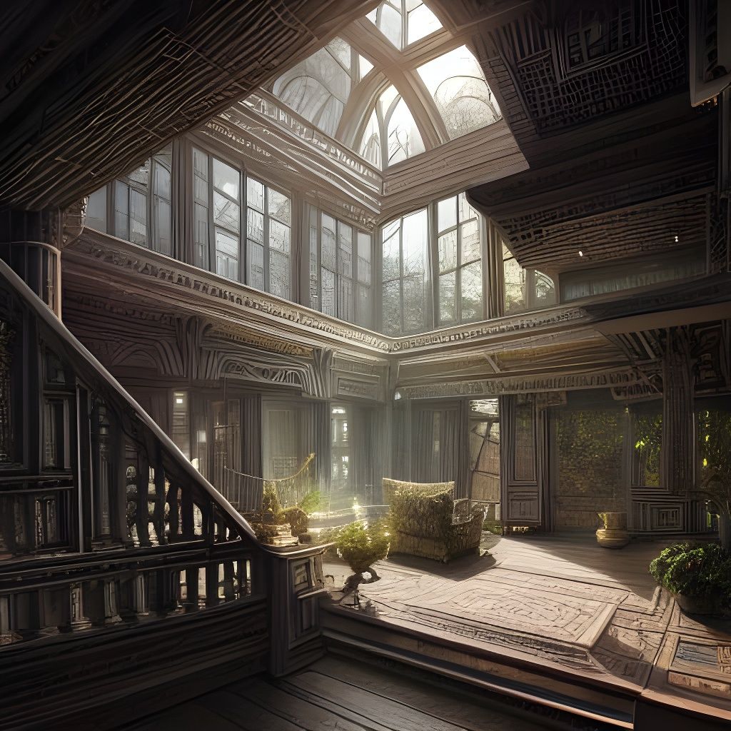 Geometric House Interior: A Fantasy Illustration