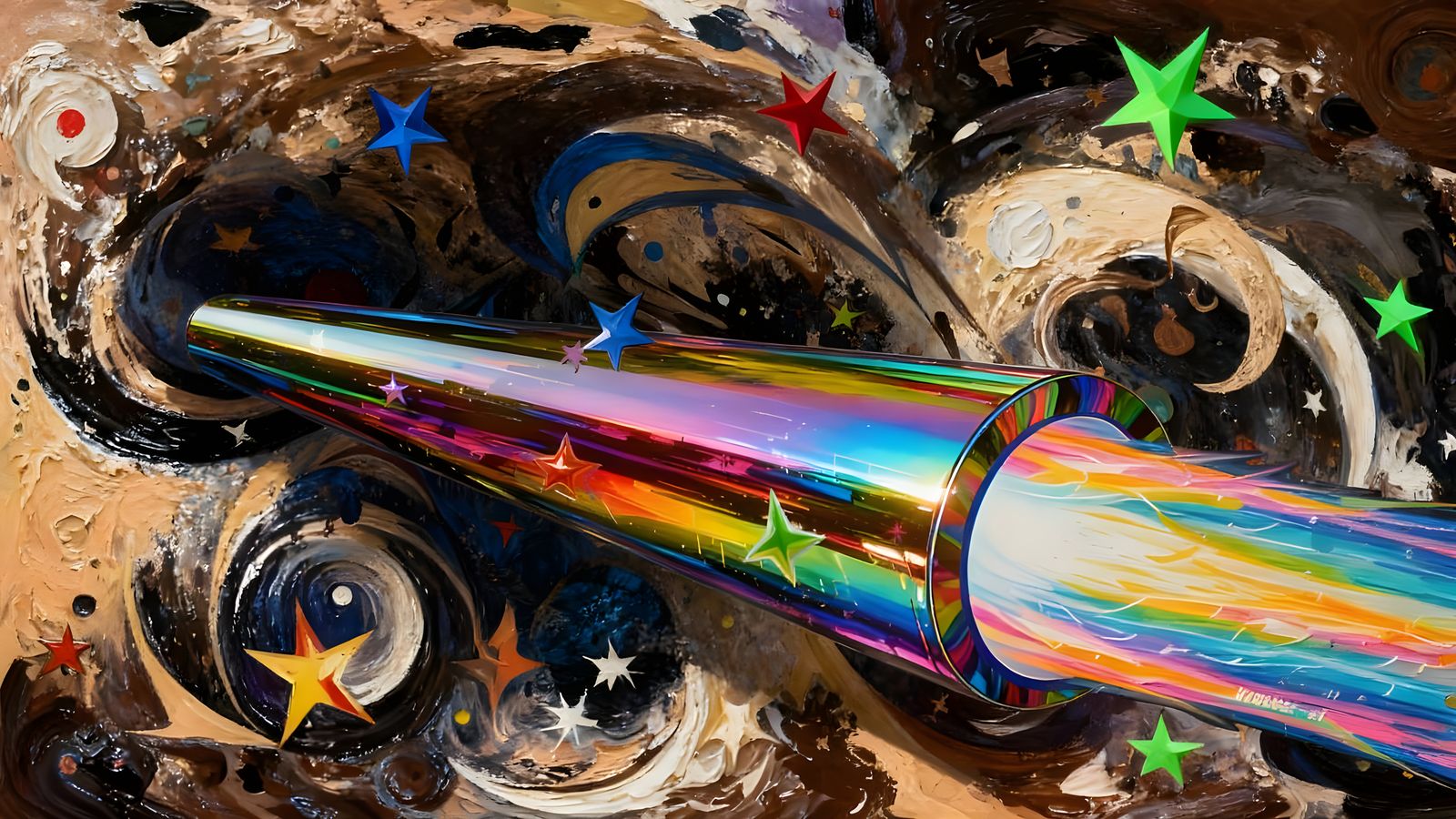 Vibrant Abstract Vortex of Color and Stars