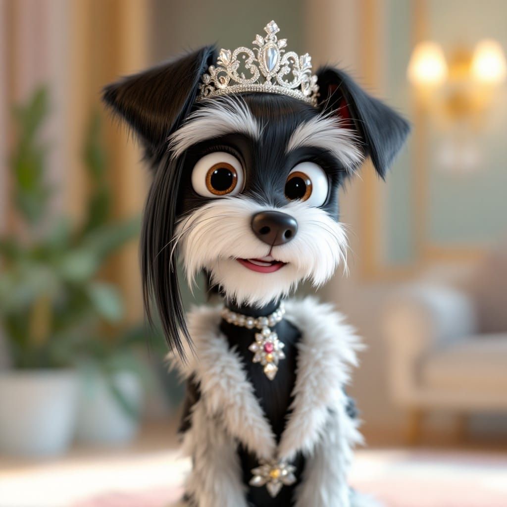 Pixar-Style Lady: A Luxurious Lady with a Regal Smile