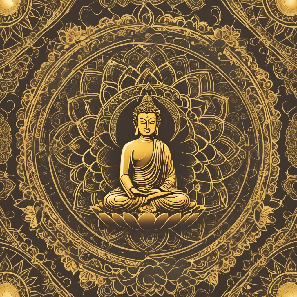 Buddha Meditation with Lotus Stars Vector Design