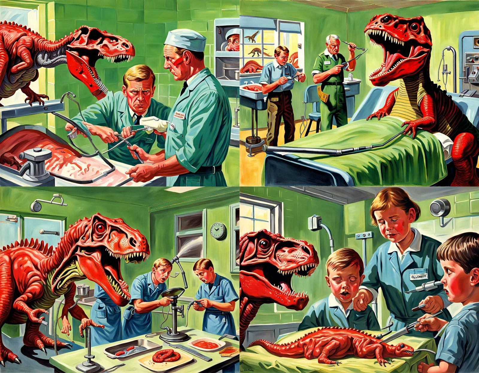 Dinosaur Dissection in Ladybird Book Style