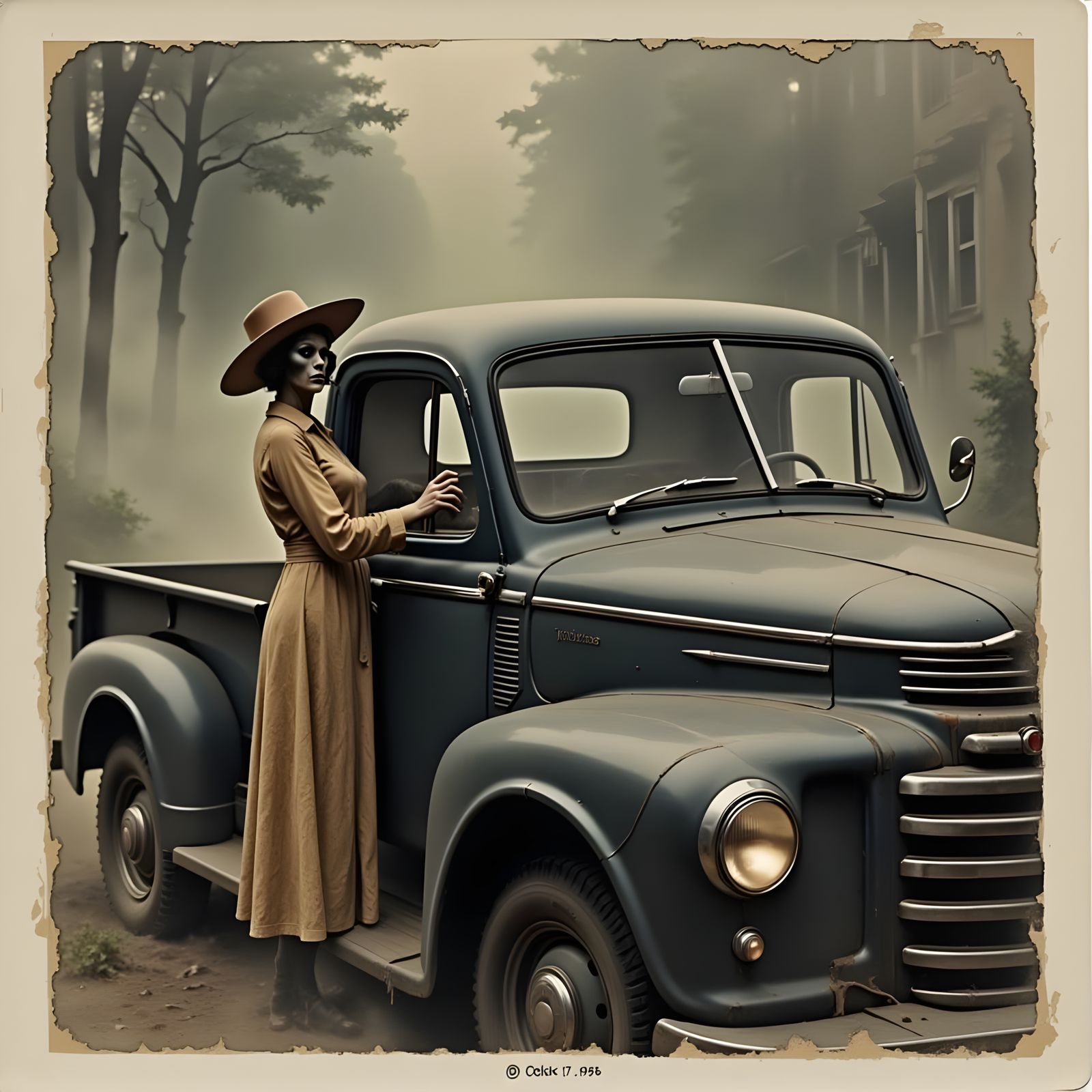 Ghost Cowboy and Alien Drive Vintage Truck