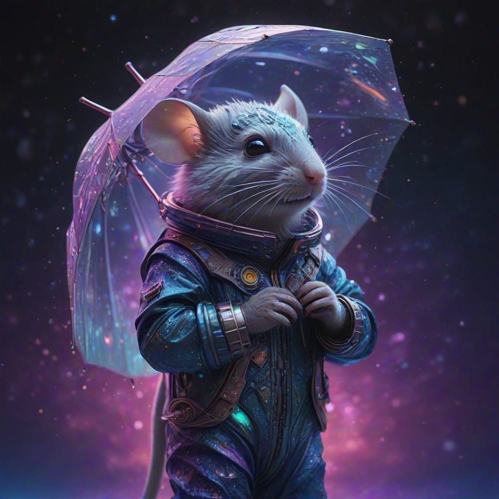 Intricately Detailed Mouse in Cosmic Spacesuit
