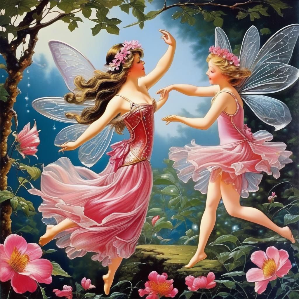 Fairies Dancing in a Field, Detailed Composition