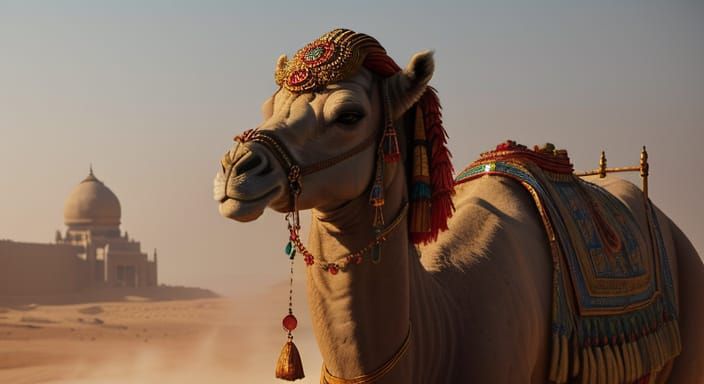 Epic Camel in Ancient Indian City