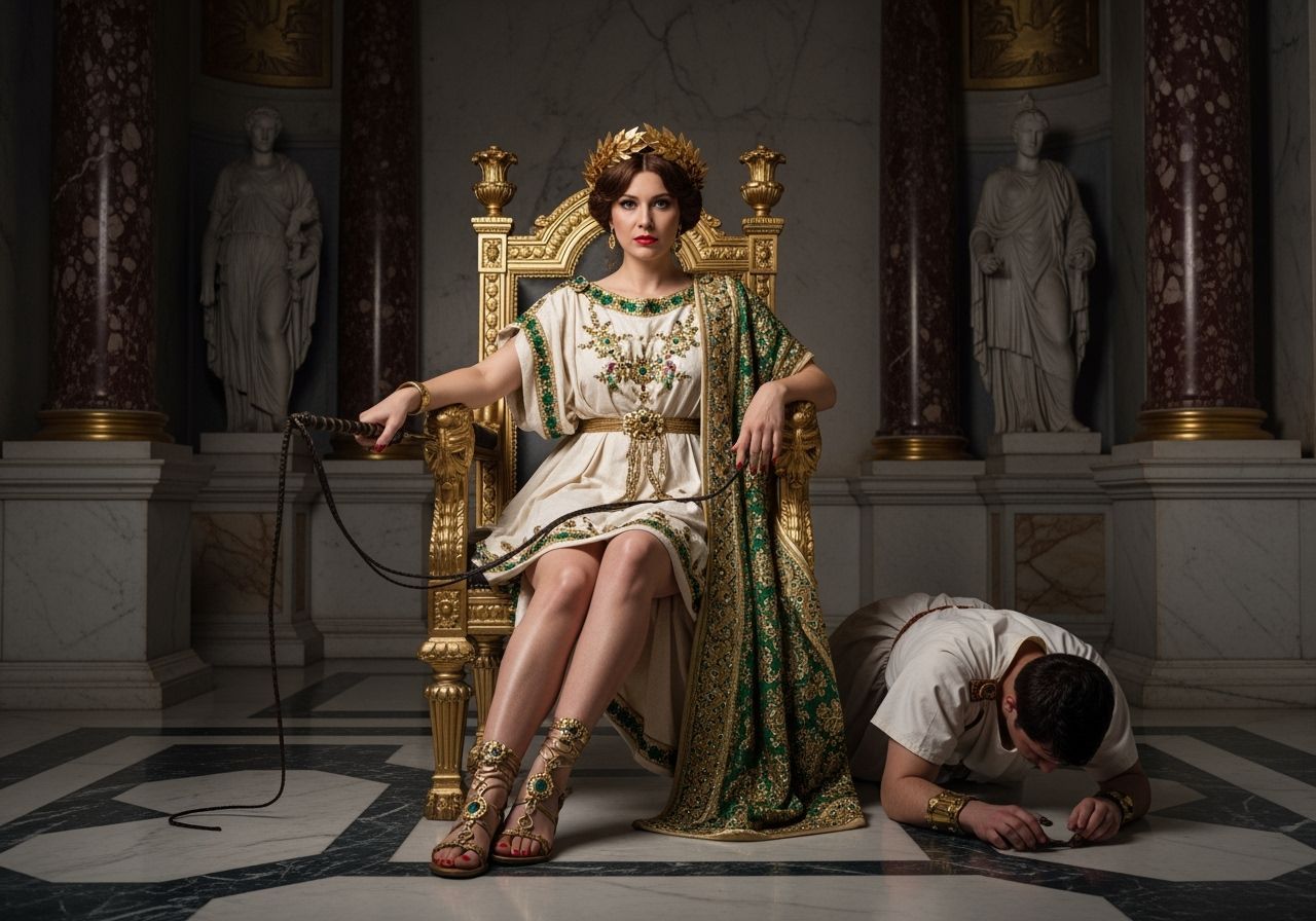 Opulent Roman Empress in Gold Palace, Renaissance Style