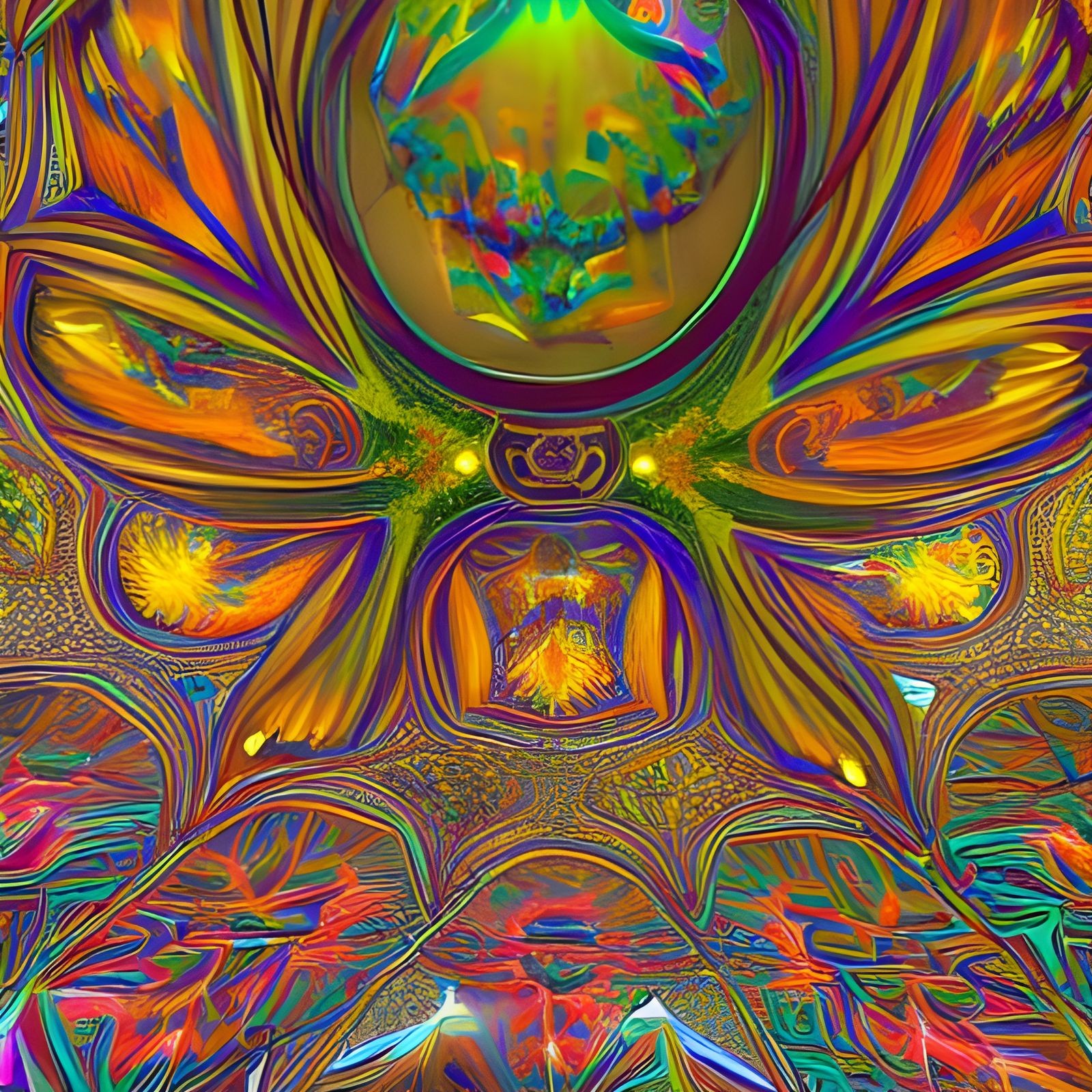 Stratospheric Cityscape with Animals in Abstract Style