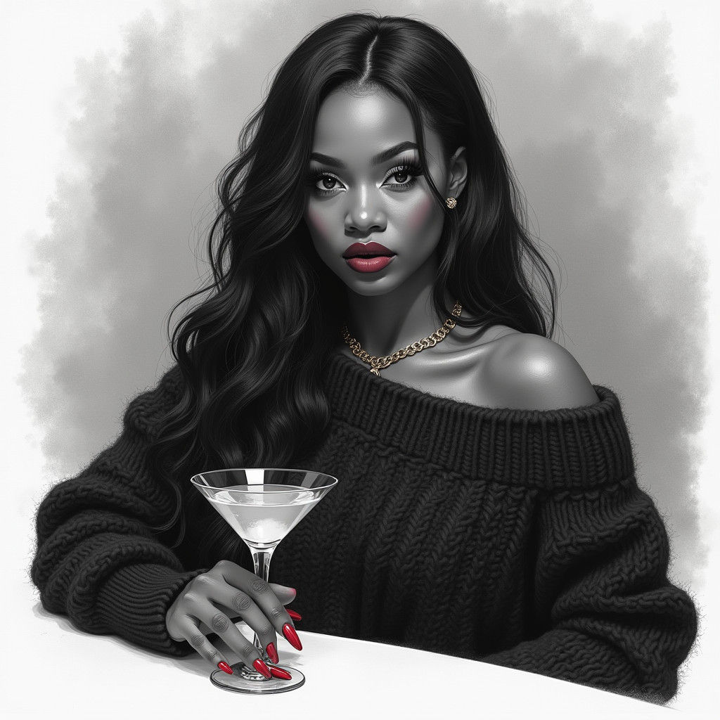 Elegant Woman in Hyper-Realistic Pencil Sketch