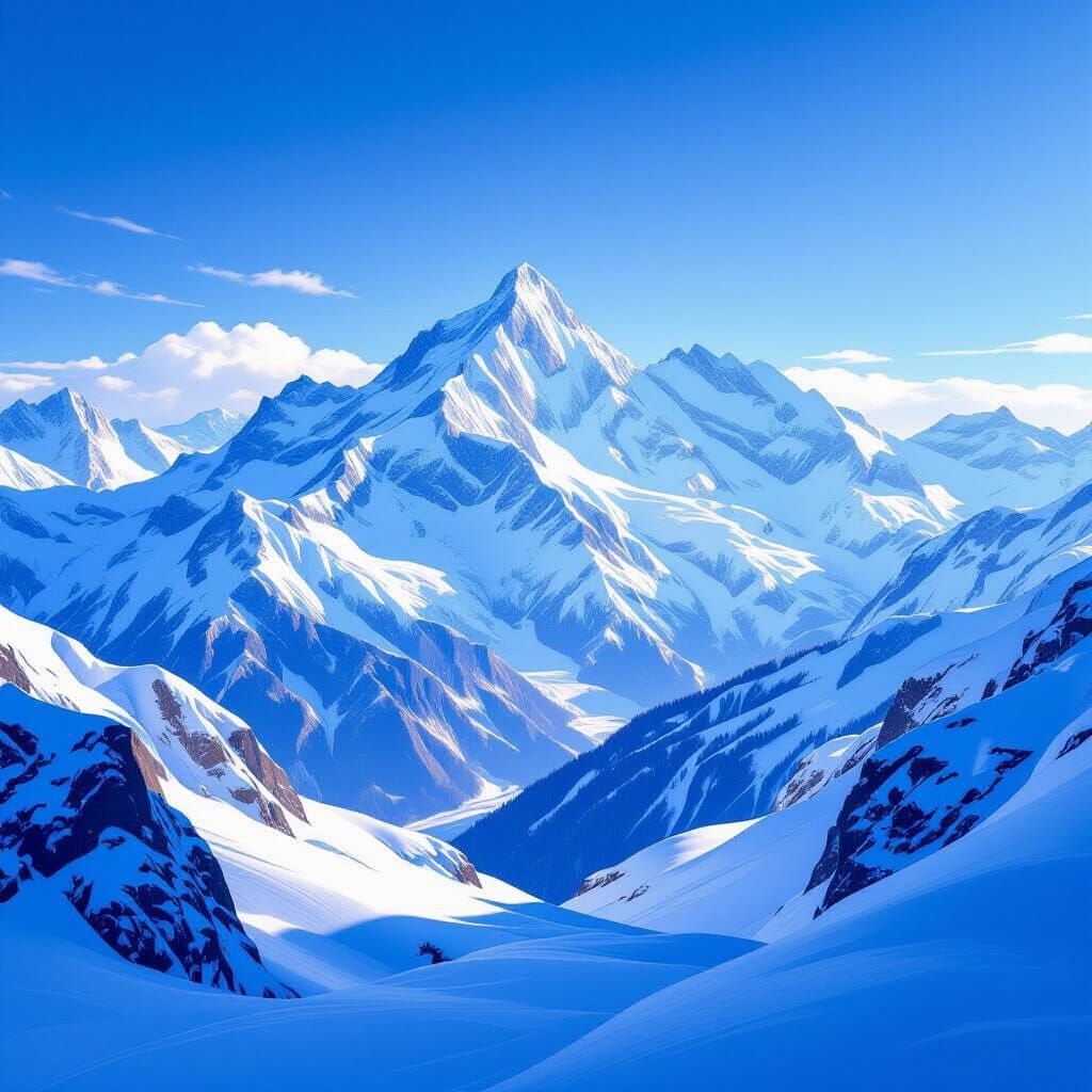 Majestic Swiss Alps Winter Panorama Digital Painting