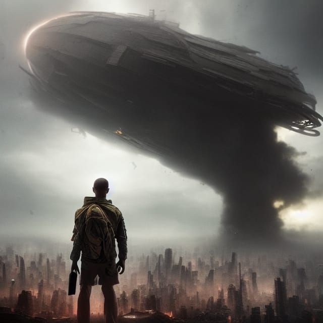 Confused Man in Dystopian Apocalypse: Digital Matte Painting