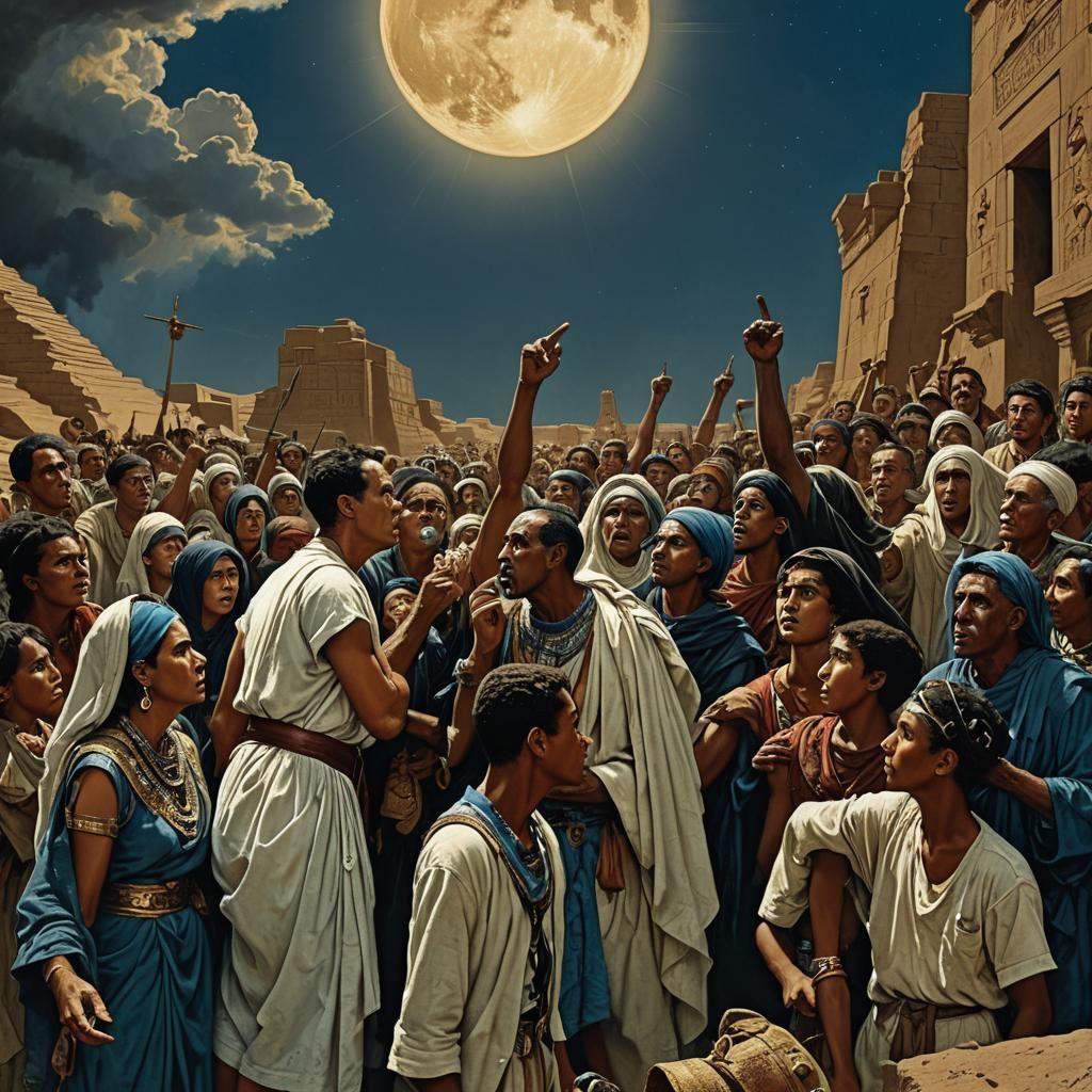 Biblical Eclipse Over Egypt in Americana Style