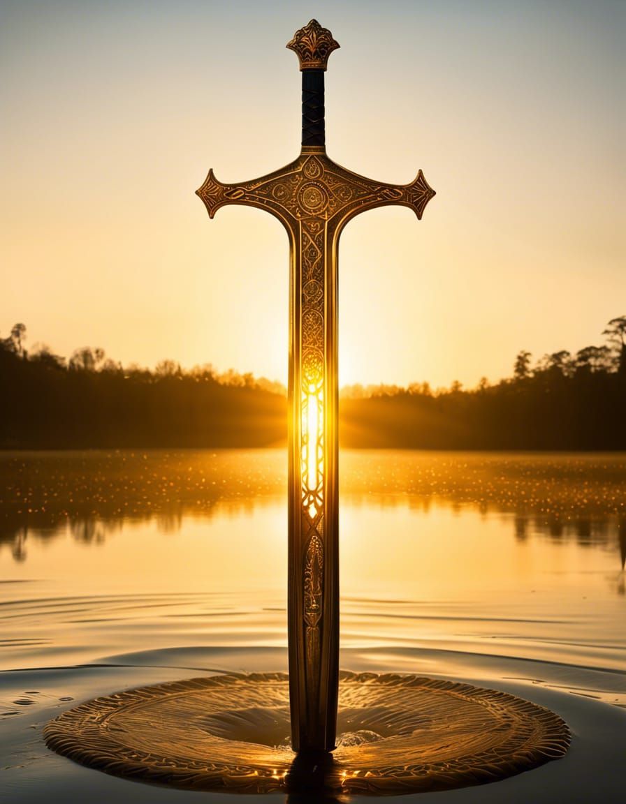 Rune-Etched Sword Radiating Golden Light