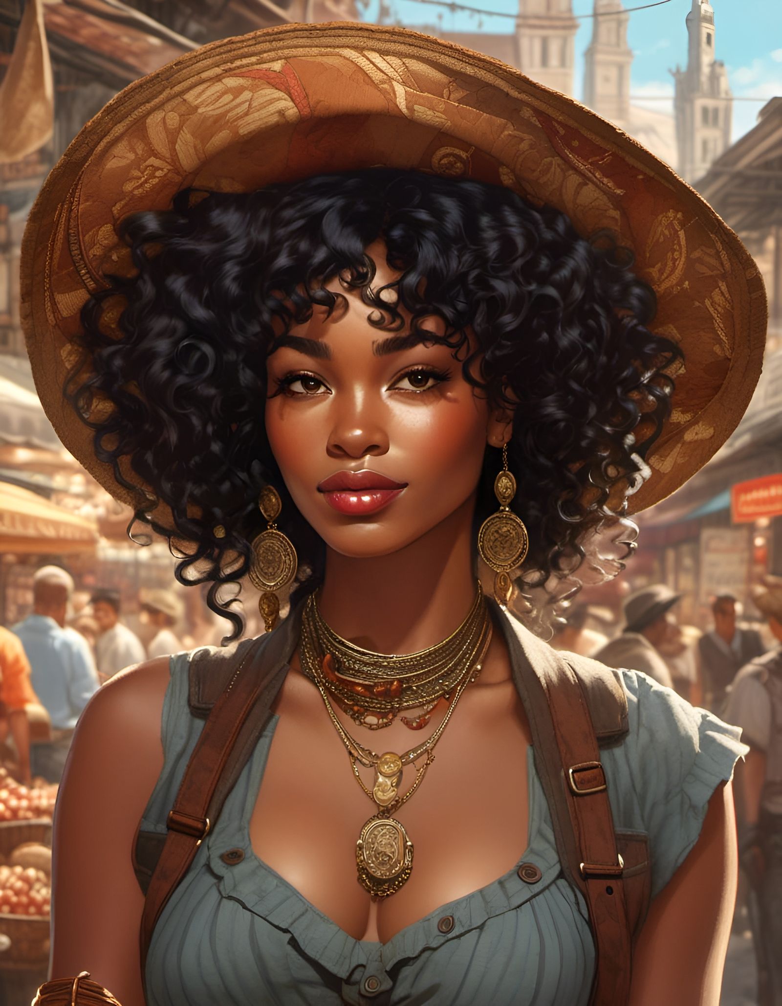 Vintage Portrait of African Woman in Market