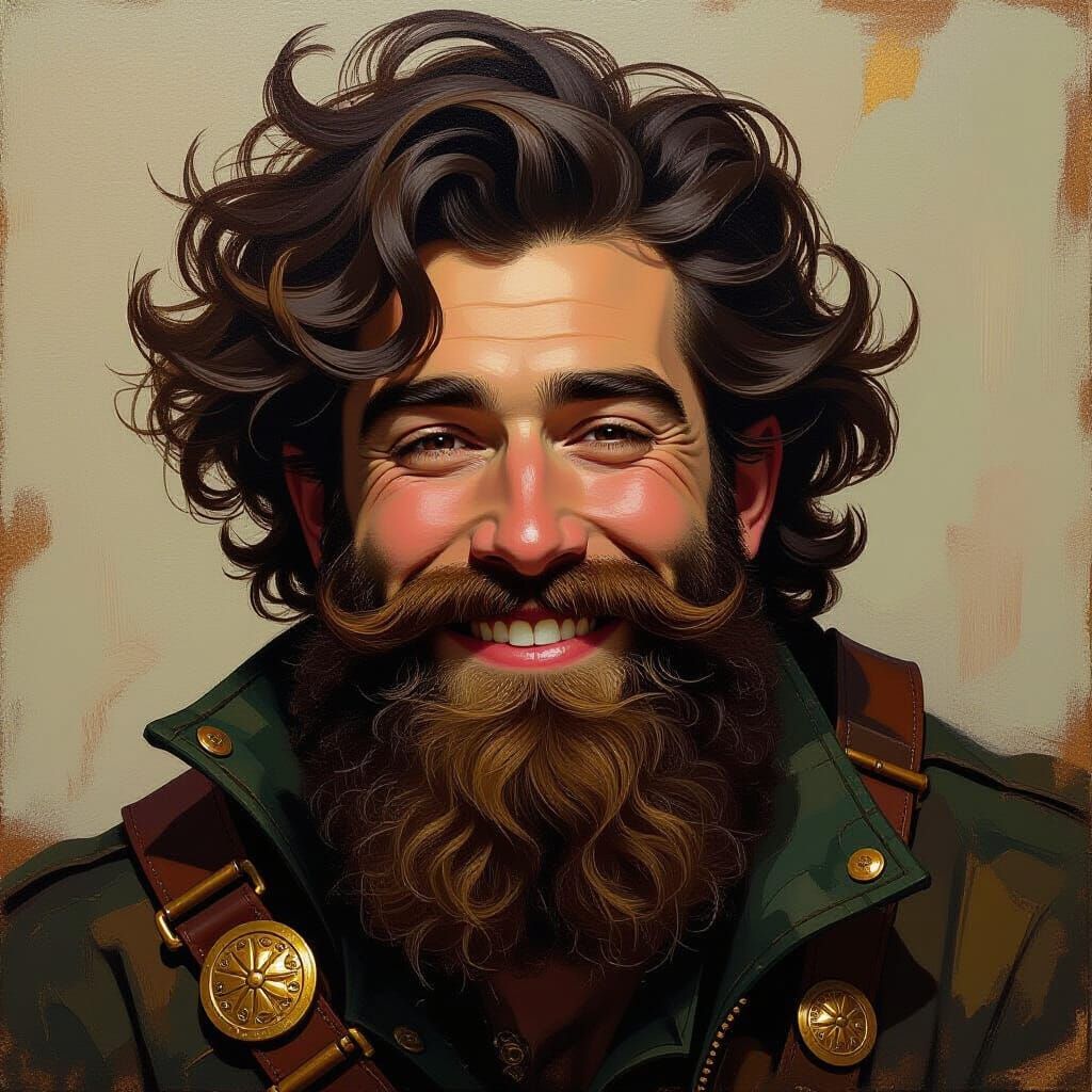 Green Man Portrait in Oil Painting Style