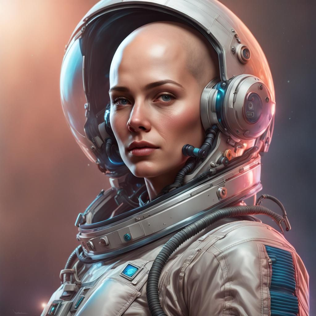 Androgynous Woman in Spacesuit: Hyperdetailed Portrait