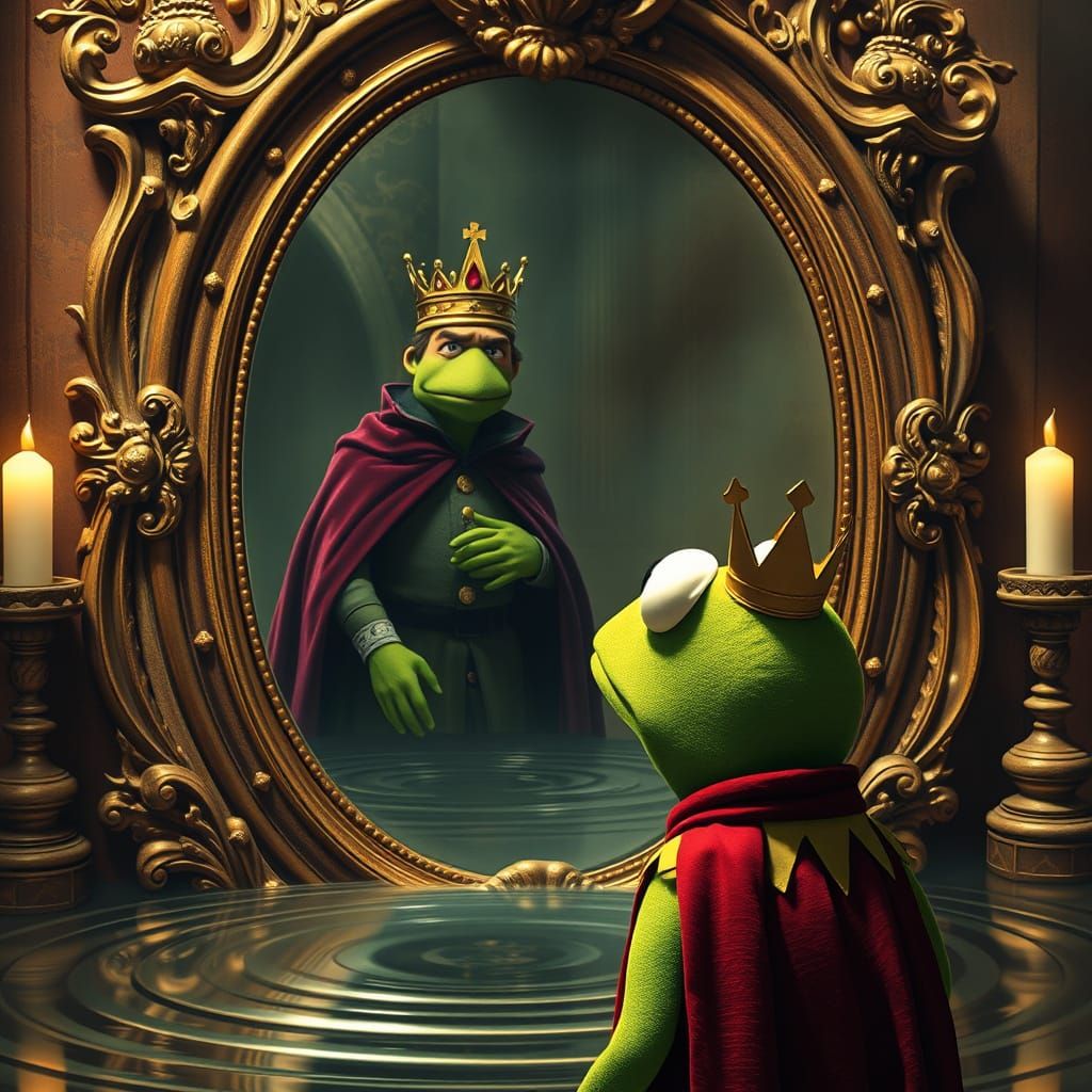 Kermit Discovers His Royal Reflection in a Mystical, Candlel...