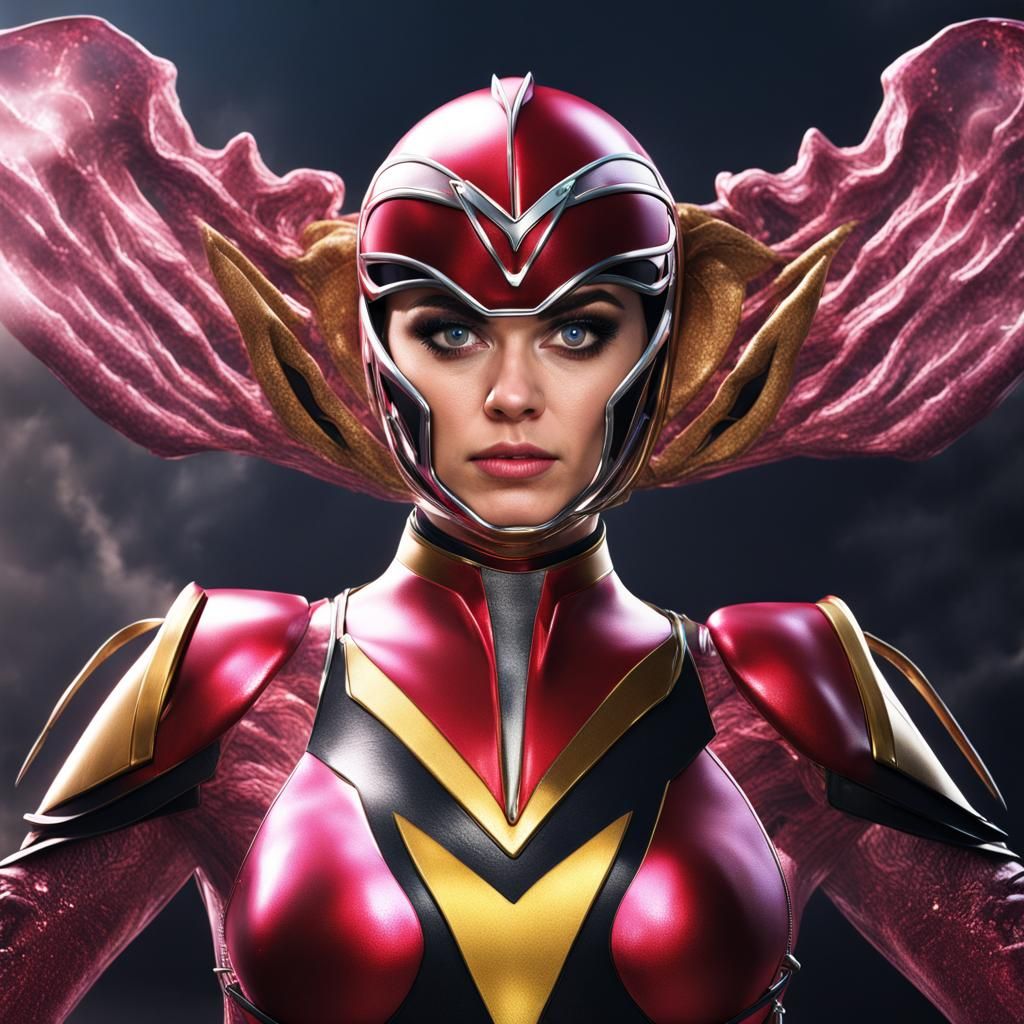 Katy Perry as Power Ranger in Hyperrealistic Style