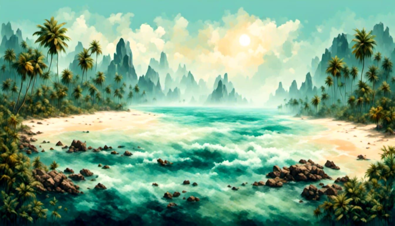 Tropical Beach Landscape: Loving, Hopeful, and Optimistic