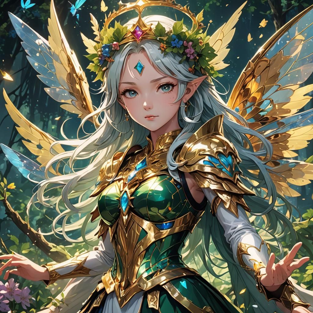 Divine Nature Fairy Queen in Anime Style
