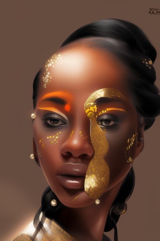 Ethereal Black Woman in Eastern Scene, Hyperrealism