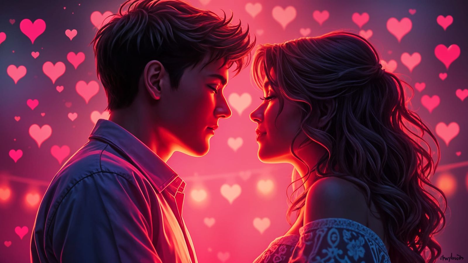 Romantic Neon Dreamscape in Synthwave Style