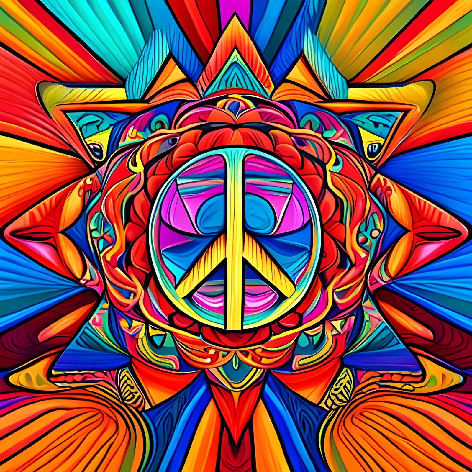 Psychedelic Graffiti Art in 1960s Hippie Style