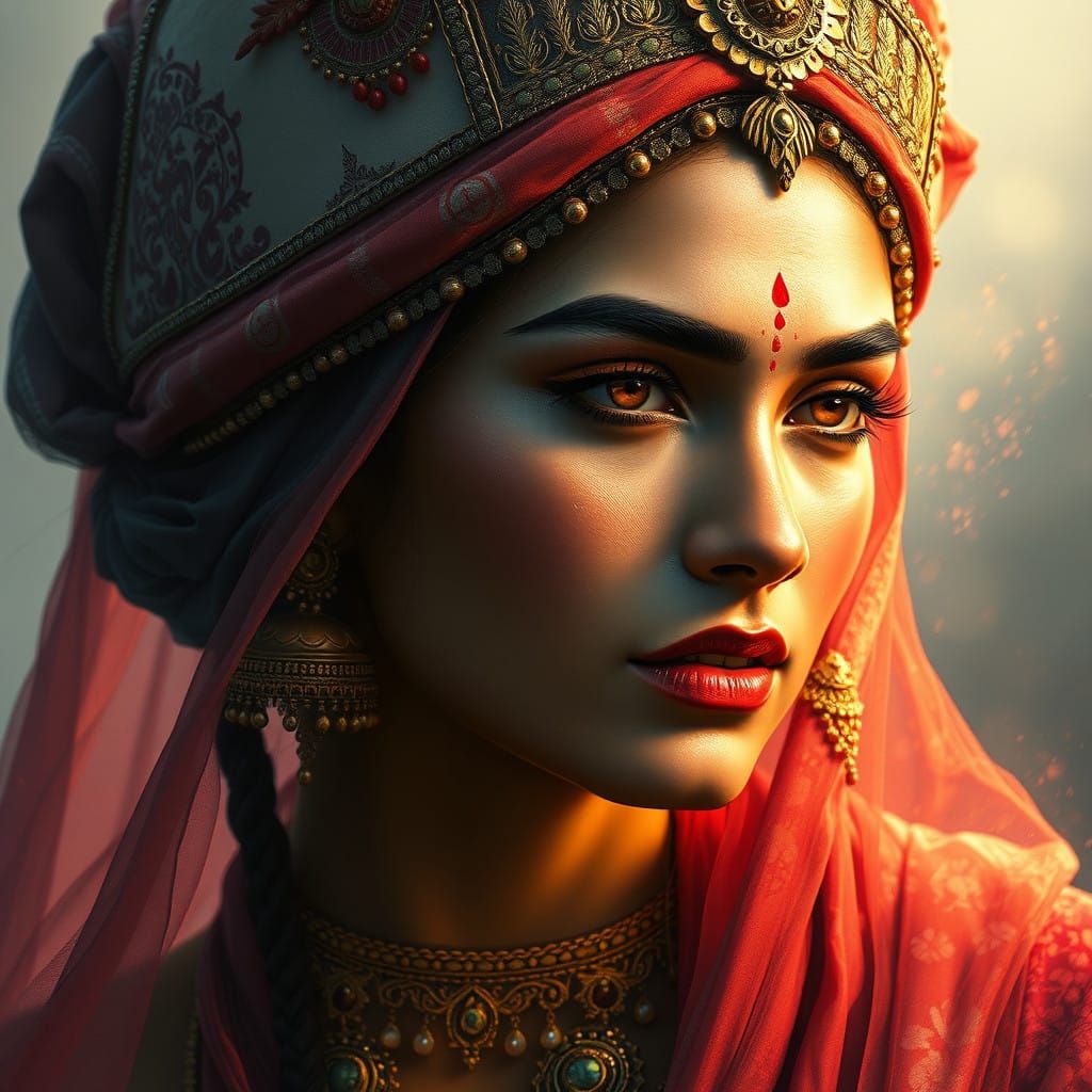 Ethereal Rajput Queen in Triadic Colors