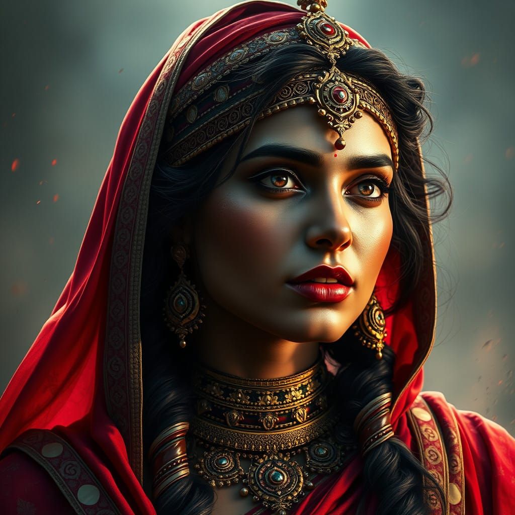 Rajput Queen in Vibrant Colors