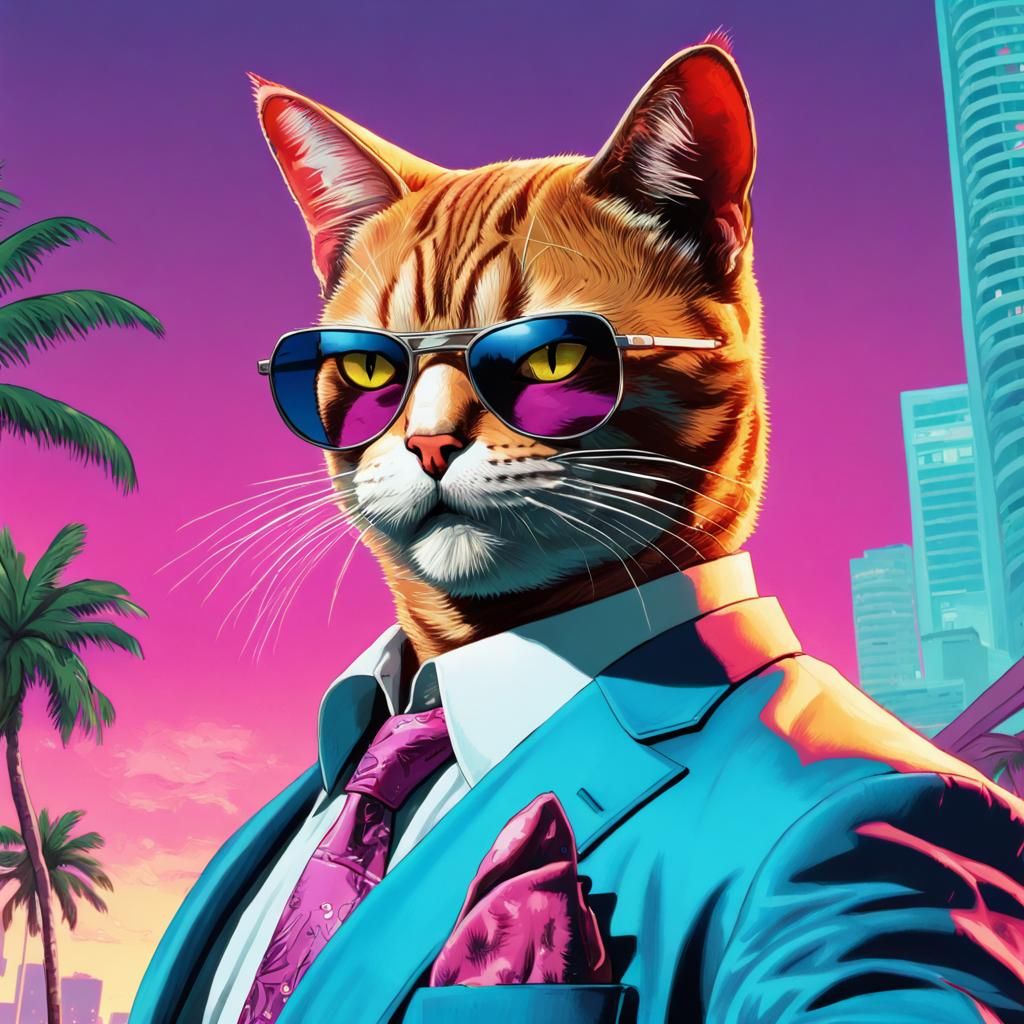 Gangster Cat in Vice City Poster Art