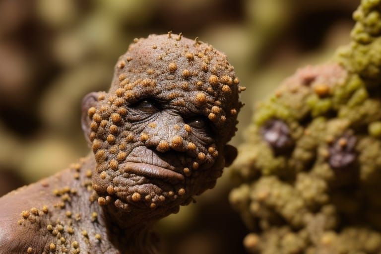 Grotesque Fungal Face in Detailed Photography