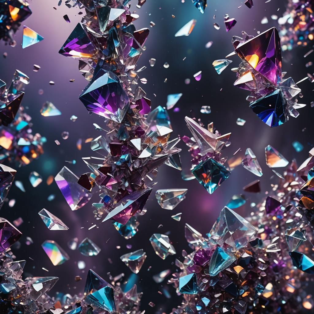 Surreal Crystal Shattering in a Misty Atmosphere