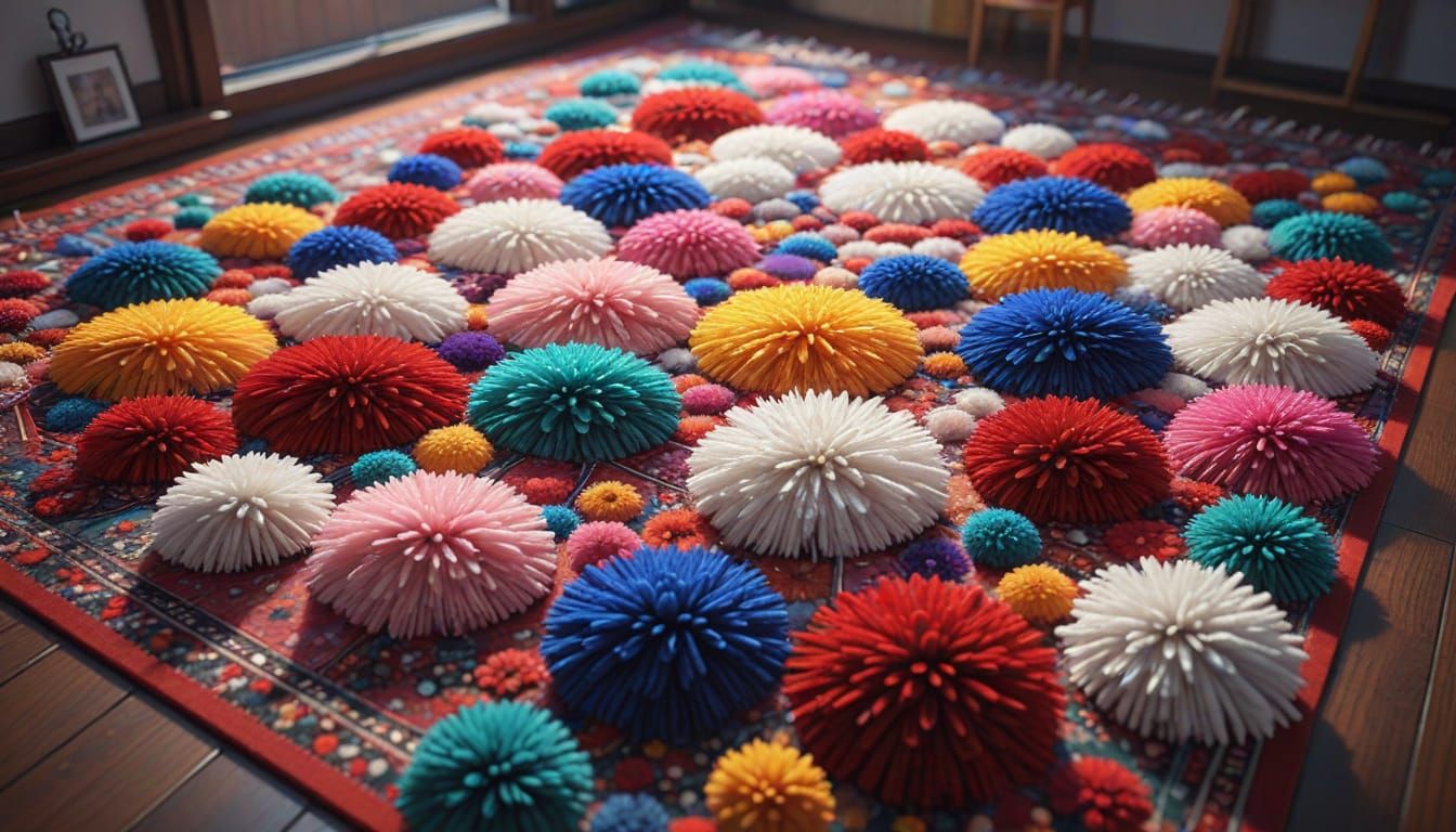 Detailed 3D Anime Pom-Pom Carpet Art