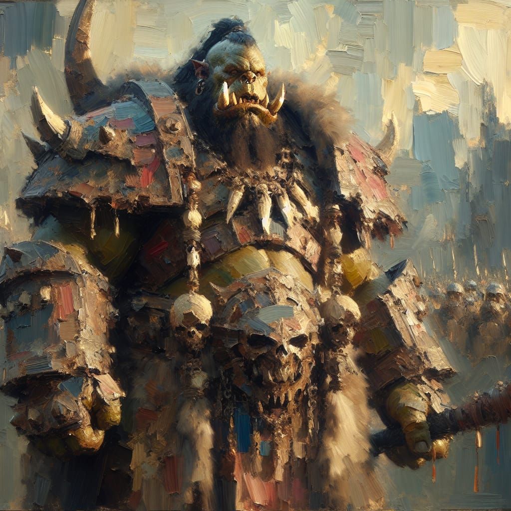 Ork Gladiator in Impressionist Maximalism Style