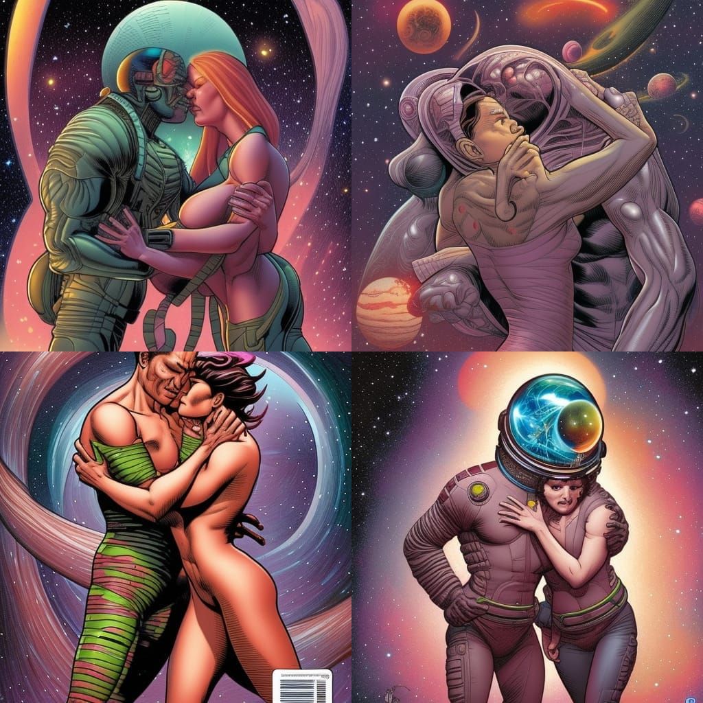 Nude Figures in Space, Comic Book Art