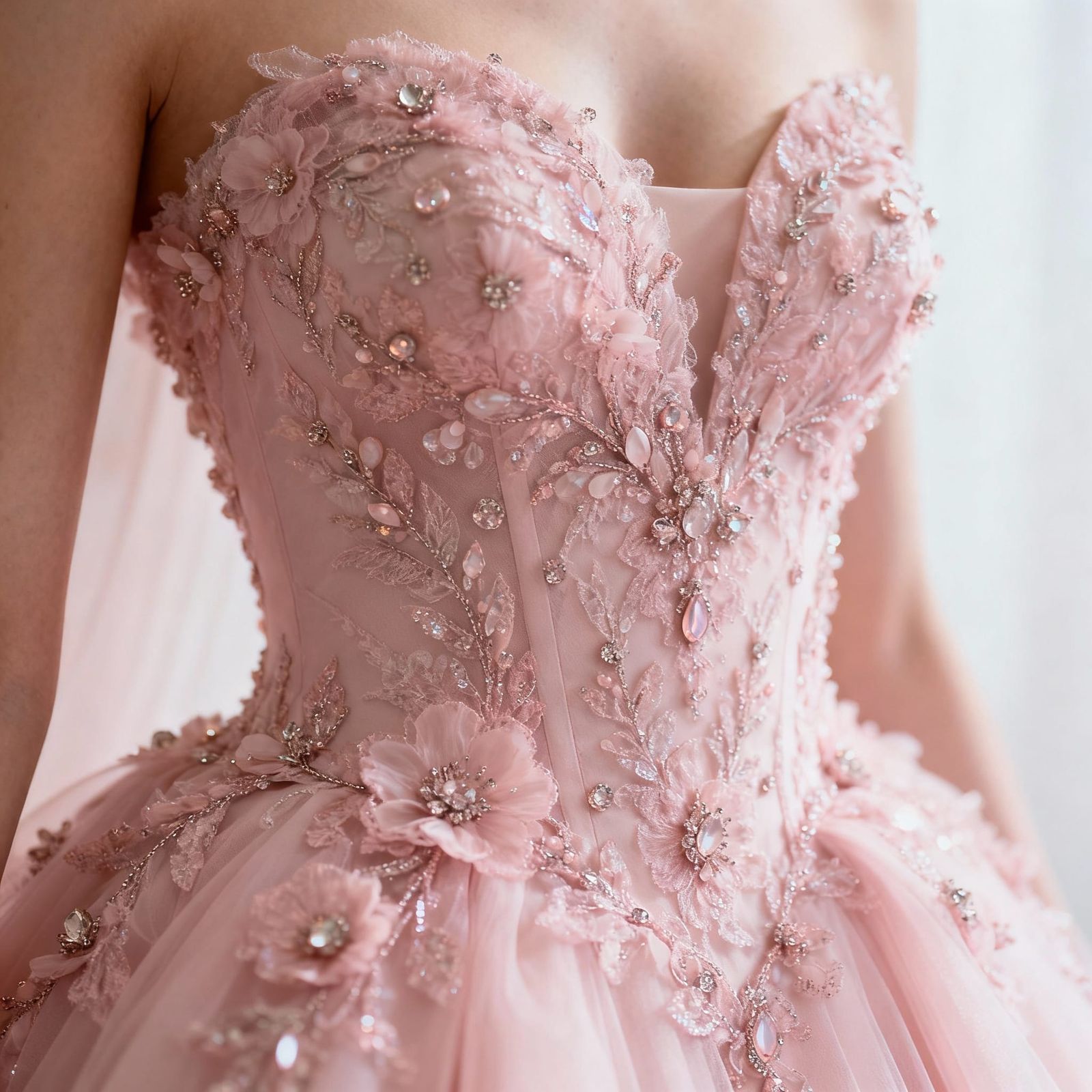 Exquisite Light Pink Wedding Dress in Hyper-Realistic Style
