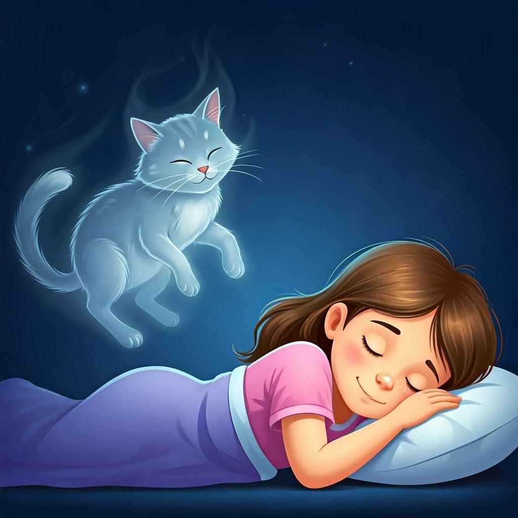 Ghost Cat Visits Sleeping Girl in Dream