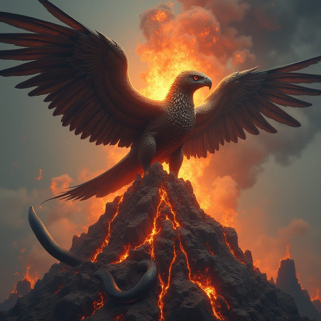 Majestic Eagle-Volcano Hybrid with Phoenix