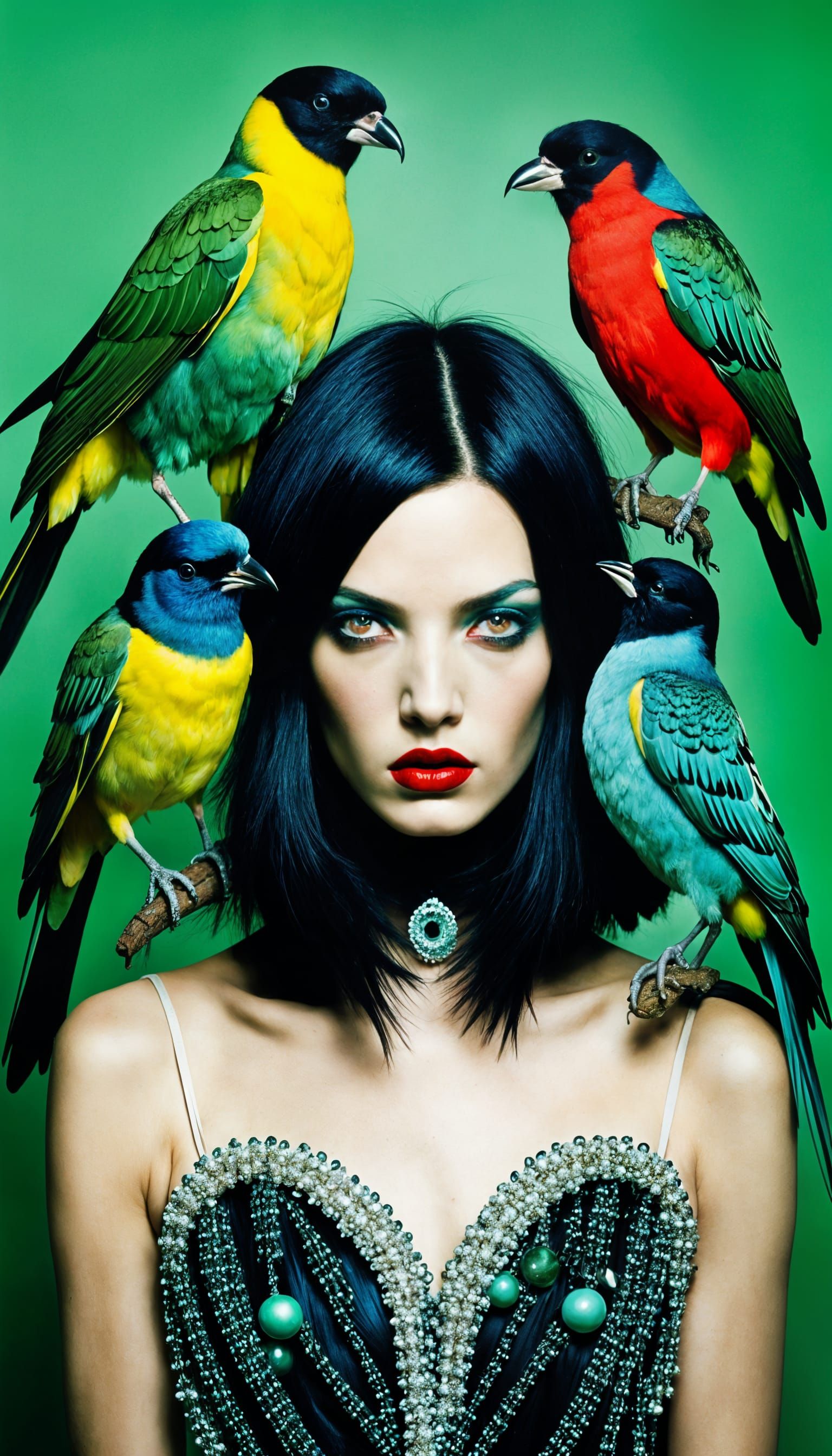 Surreal Birdlike Portrait in Occult Style