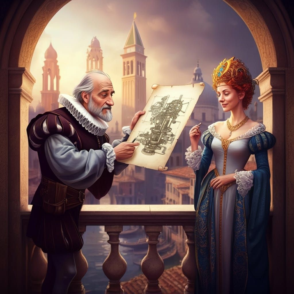 Renaissance Visionary Unveils Enchanted Machines to a Queen