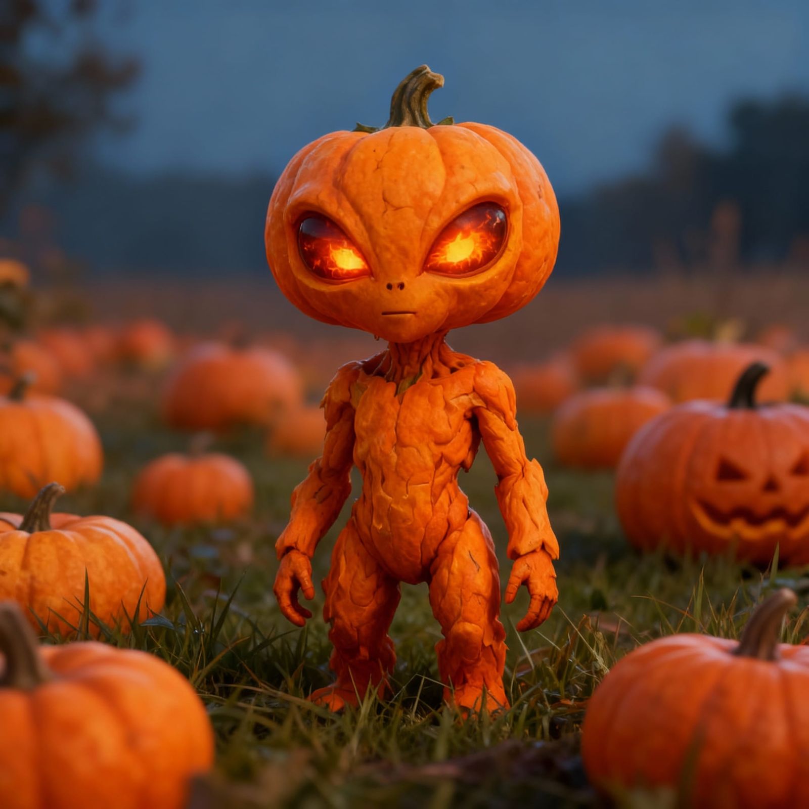 Biomechanical Alien Amidst Glowing Christmas Bulbs