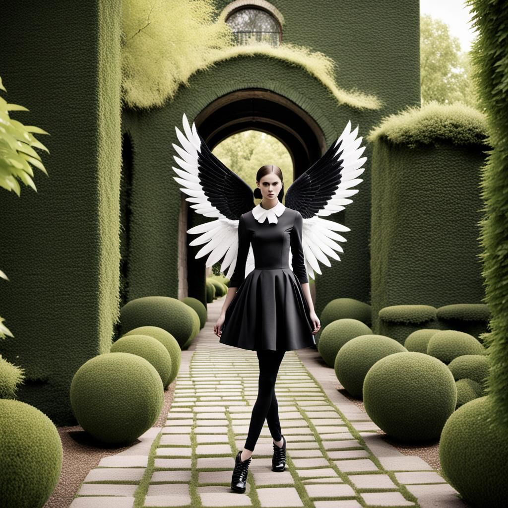 Dramatic Winged Fashion in Black and White