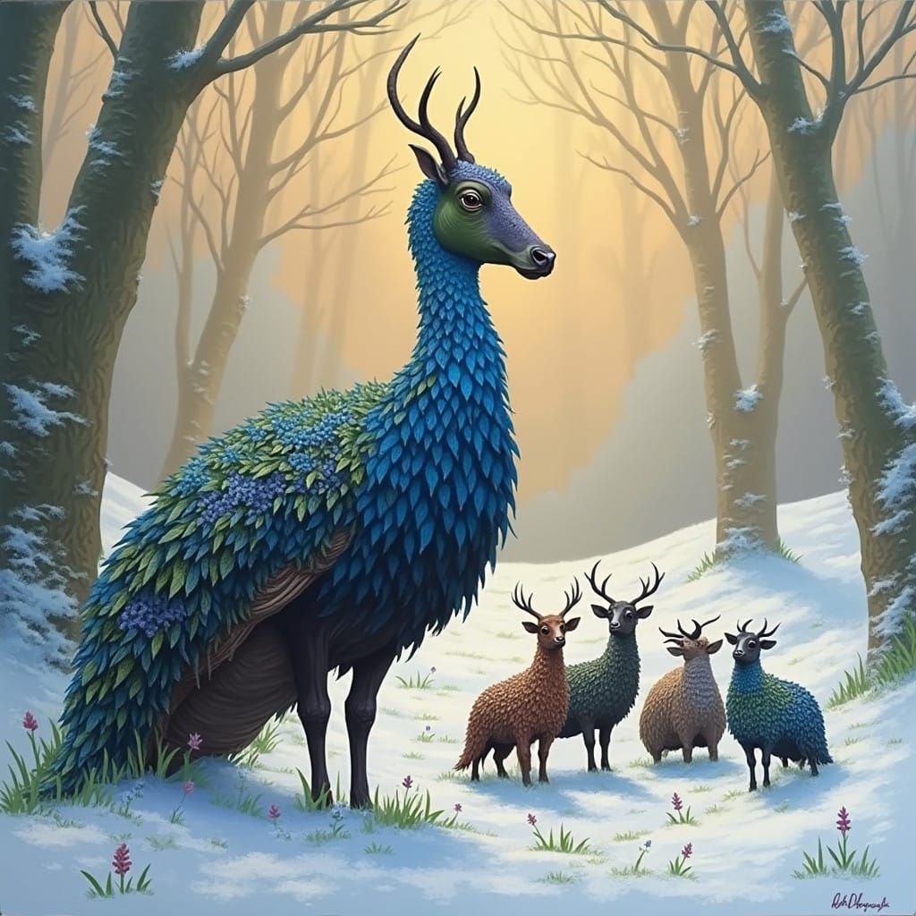 Harmonious Silvopasture Landscape in Impasto Style