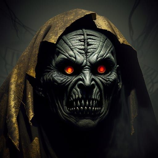 Scary Mummy with Sharp Teeth in Ancient Tomb