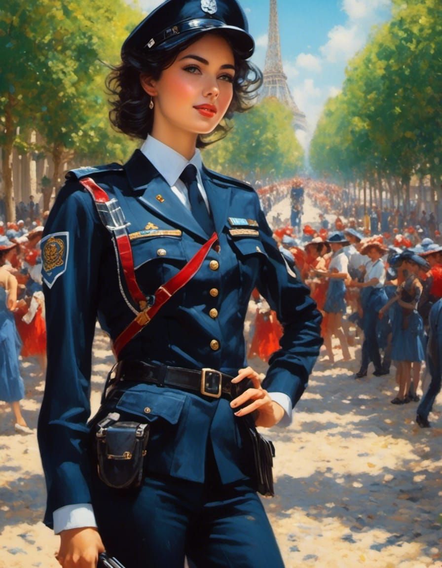 Beautiful French Policewoman in Royo Style
