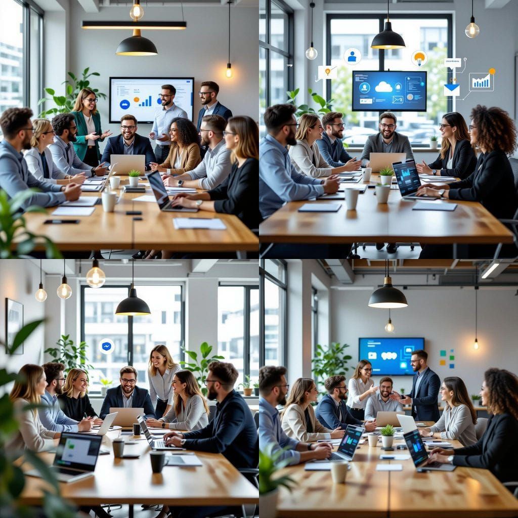 Diverse Professionals Collaborating in a Bright Modern Offic...