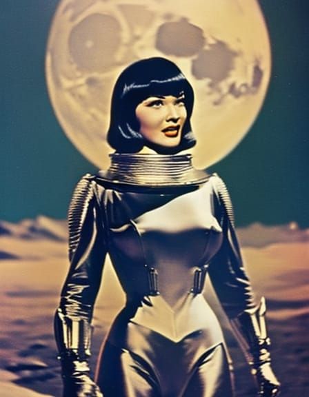 Betty Page in Retro Sci-Fi Spacesuit