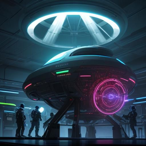 Scientists Examine UFO in Futuristic Lab