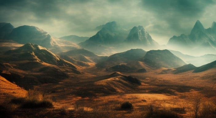 Cinematic Fantasy Landscape with Bokeh